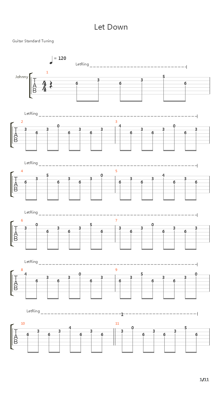 Let Down吉他谱