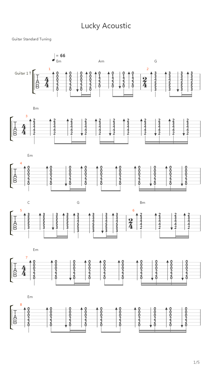 Lucky Acoustic吉他谱