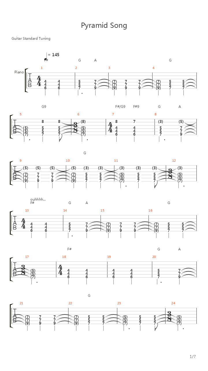 Pyramid Song吉他谱