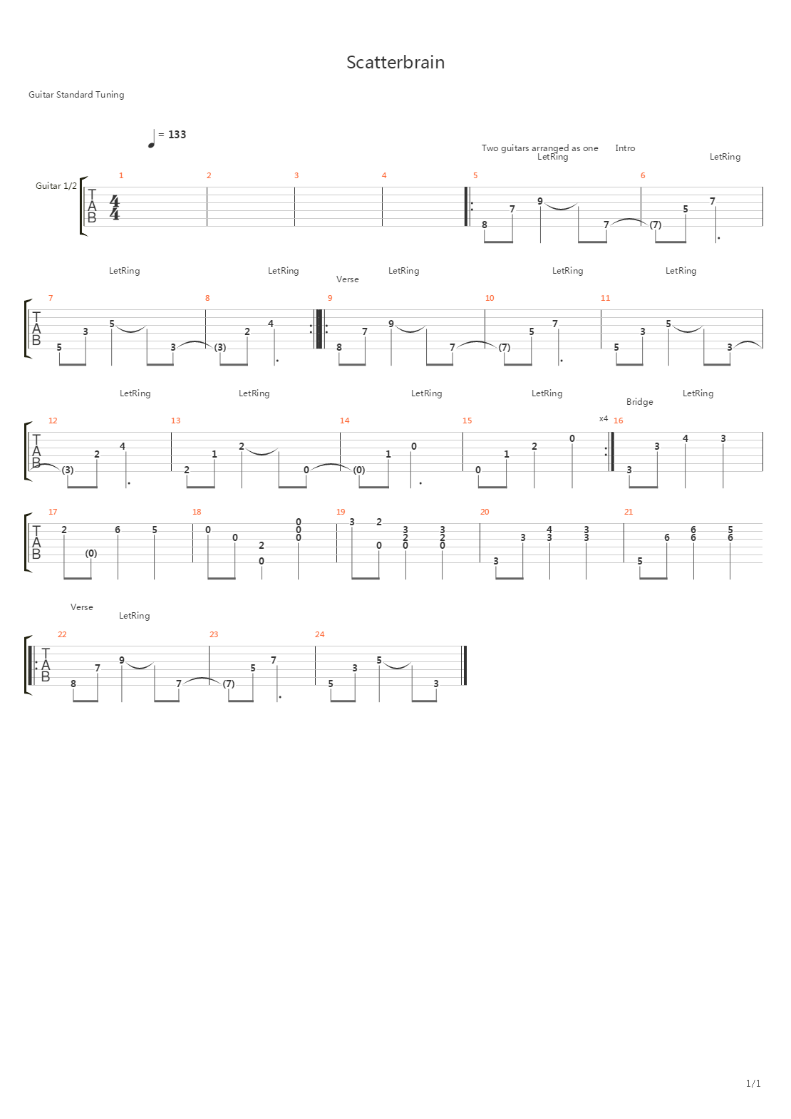 Scatterbrain吉他谱