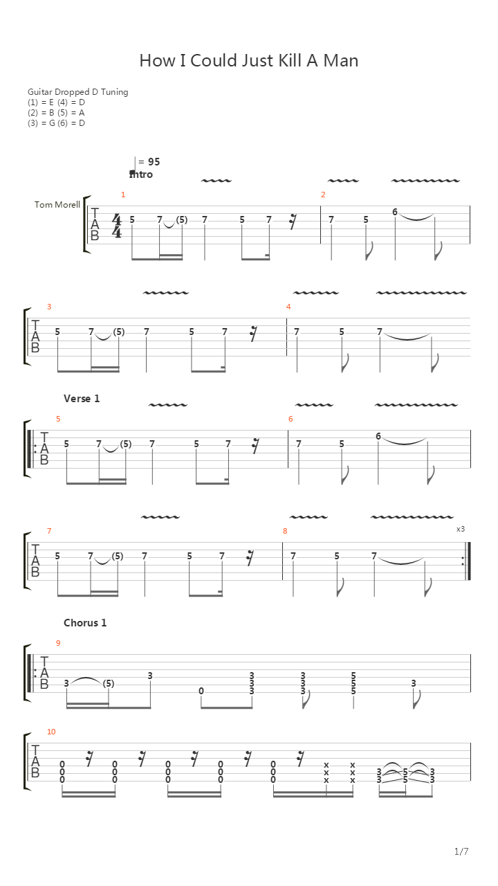 How I Could Just Kill A Man吉他谱
