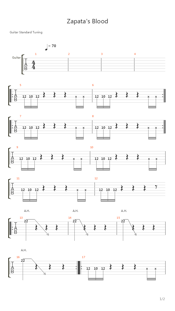 Zapatas Blood吉他谱