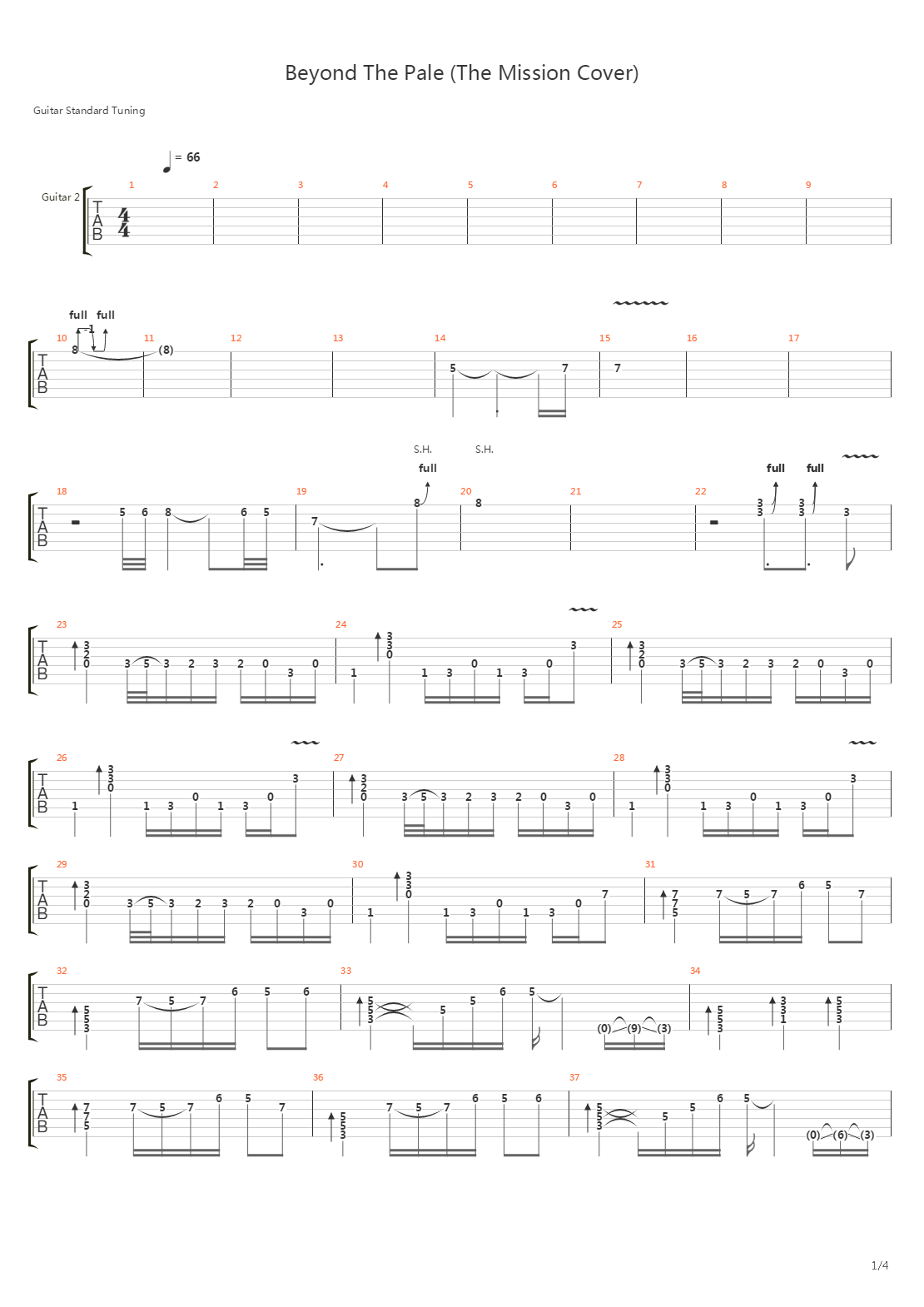 Beyond The Pale (The Missoin cover)吉他谱
