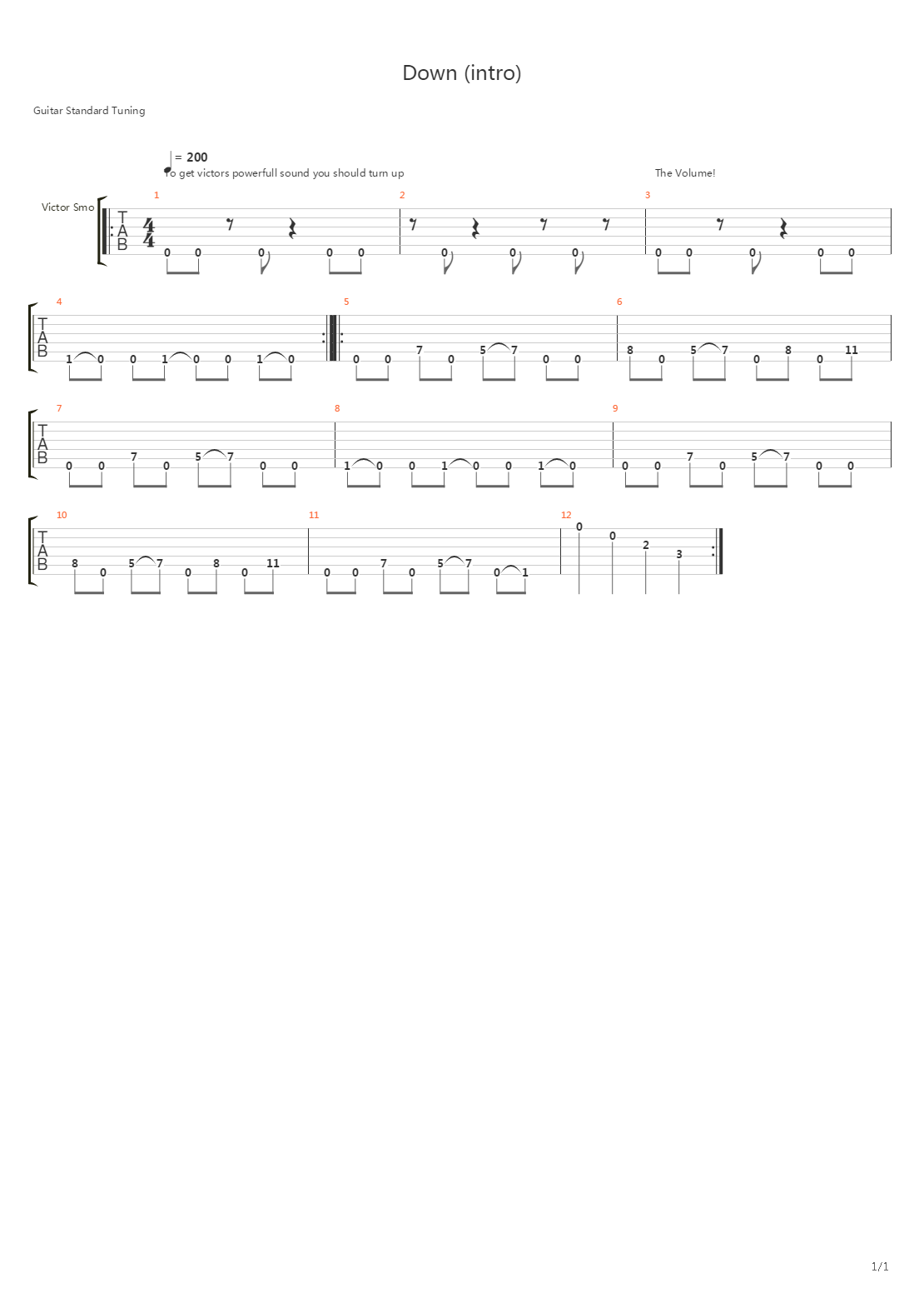 Down (intro)吉他谱