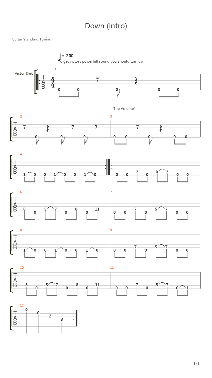 Down (intro)吉他谱
