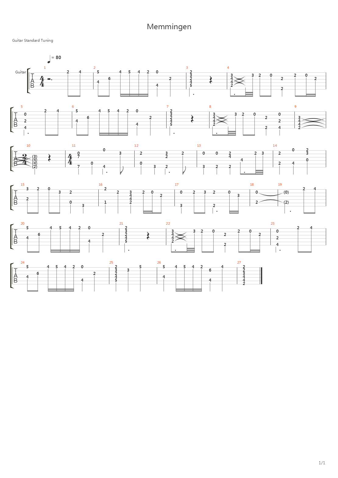 Memmingen吉他谱