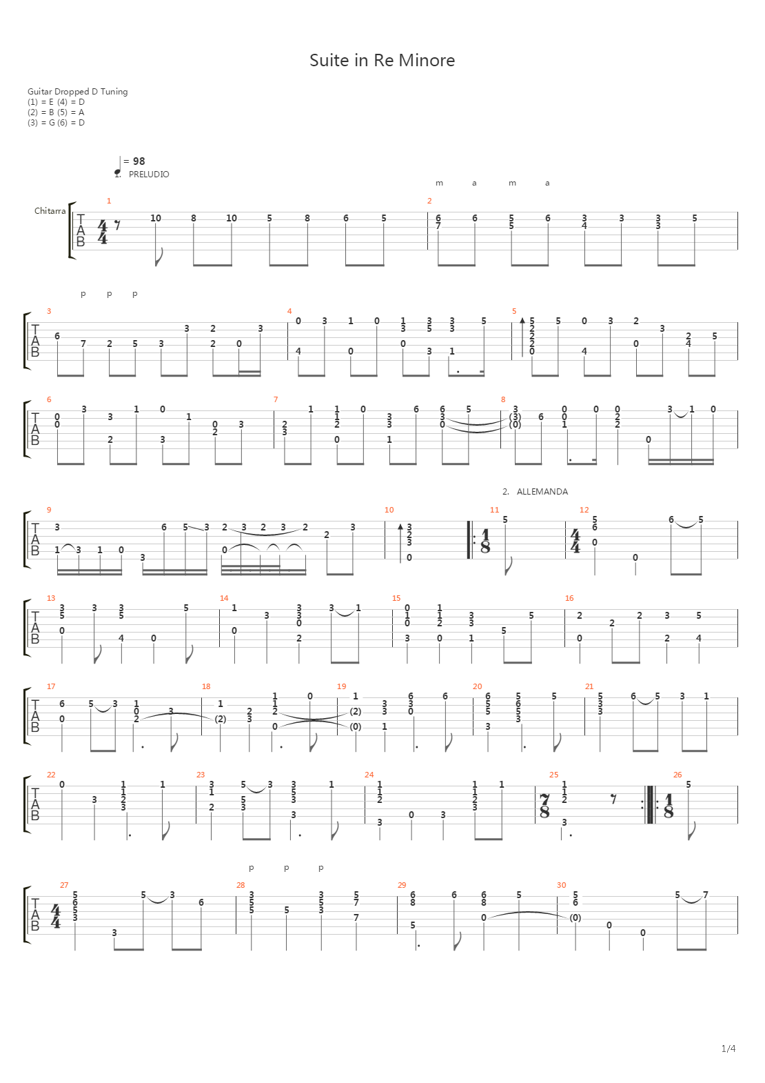 Suite In Re Minore吉他谱