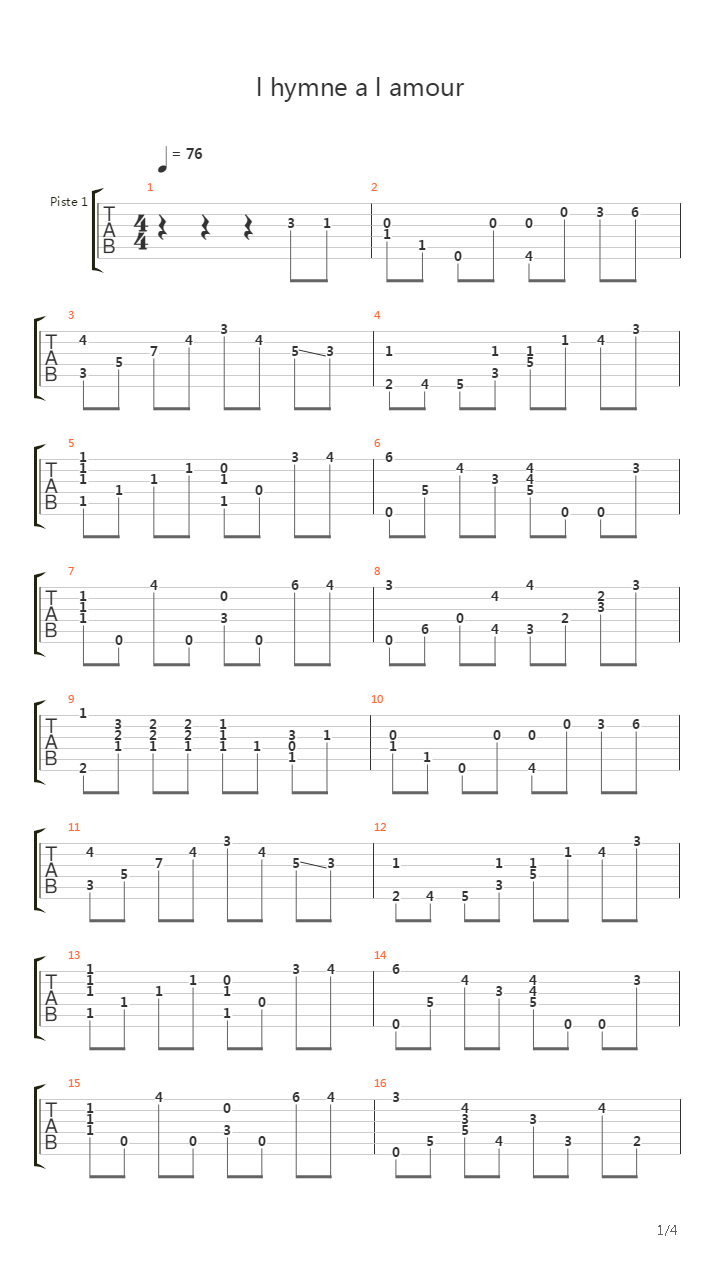 L'hymne A L'amour吉他谱