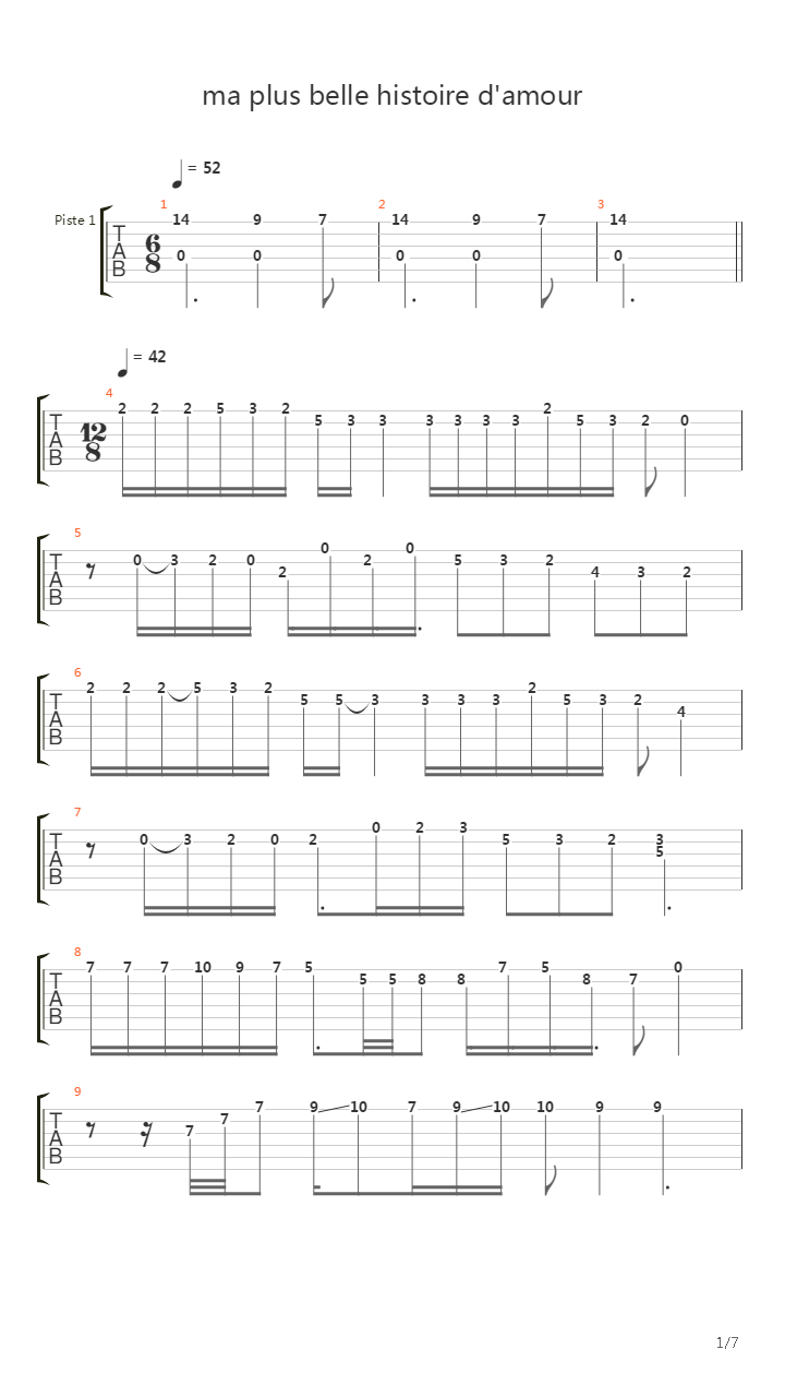 Ma Plus Belle Histoire D Amour吉他谱