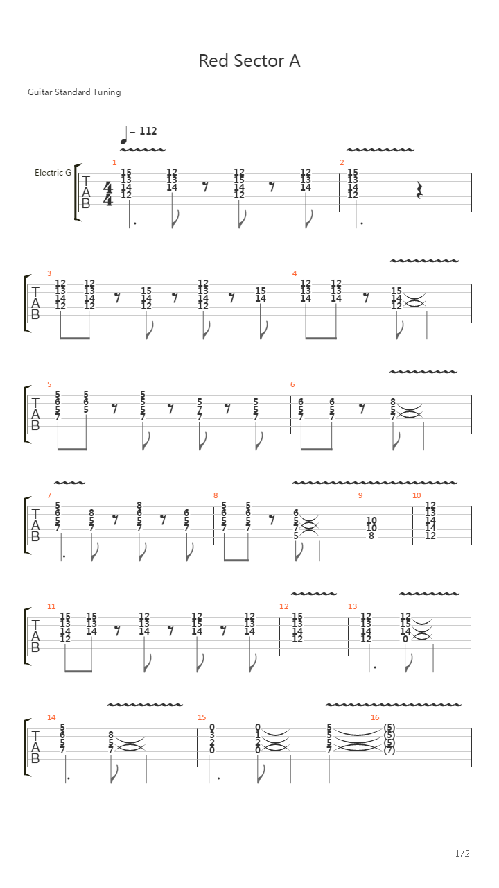 Red Sector A吉他谱
