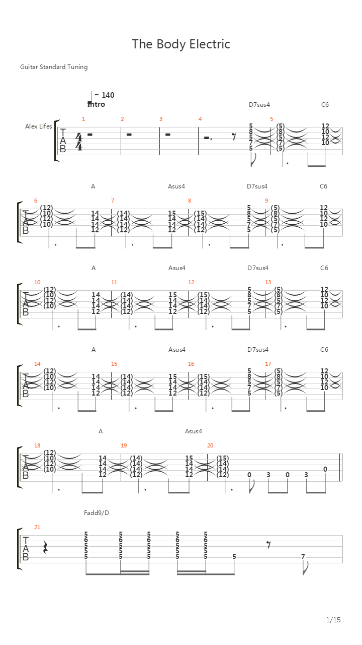 The Body Electric吉他谱