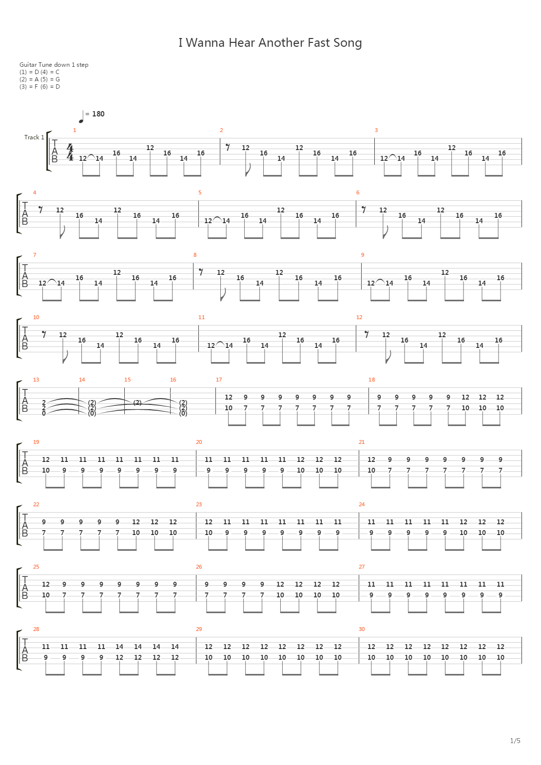 I Wanna Hear Another Fast Song吉他谱