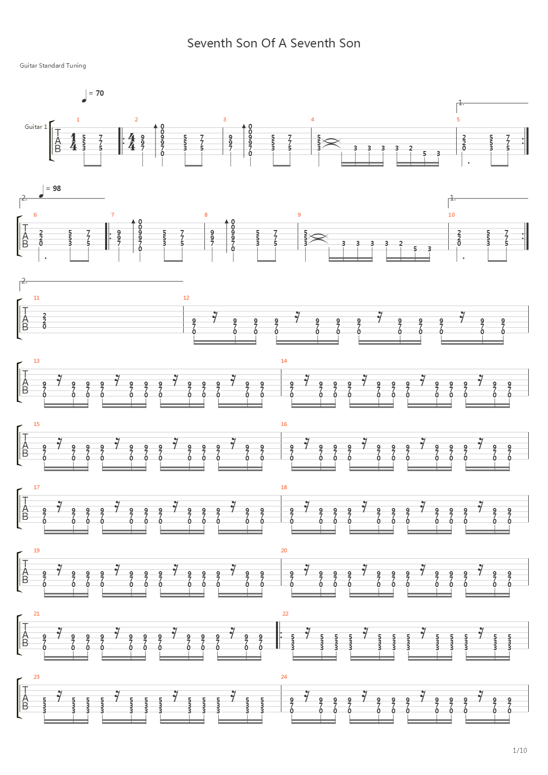 Seventh Son Of A Seventh Son吉他谱