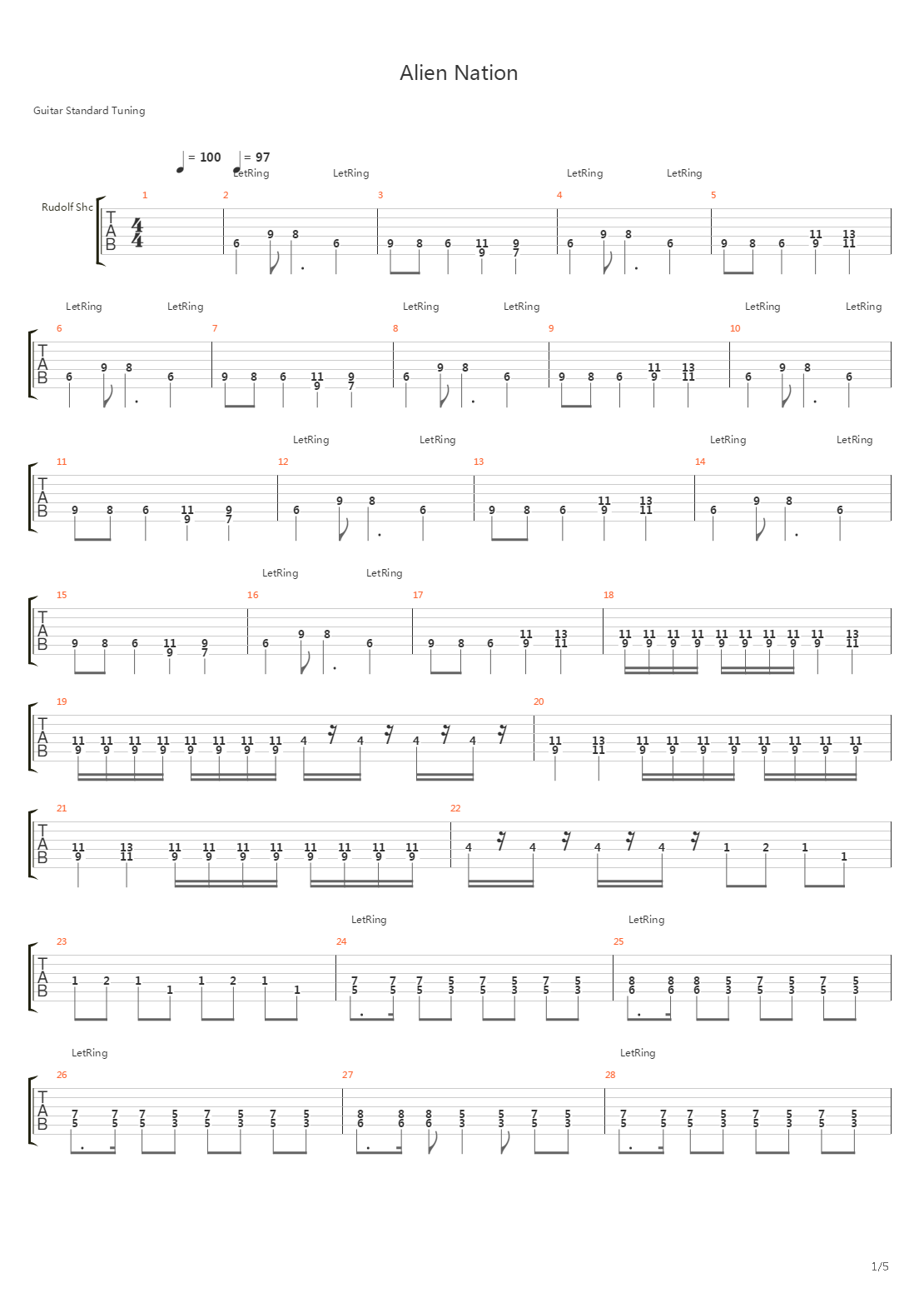 Alien Nation吉他谱