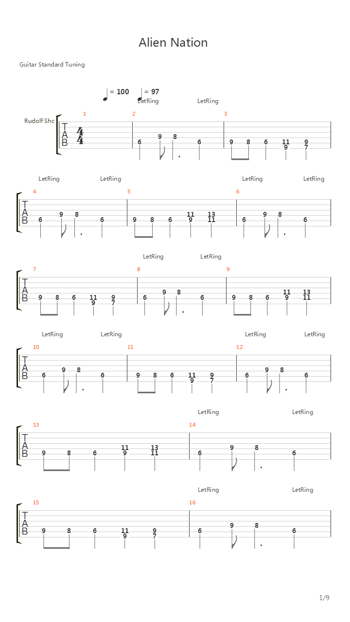 Alien Nation吉他谱
