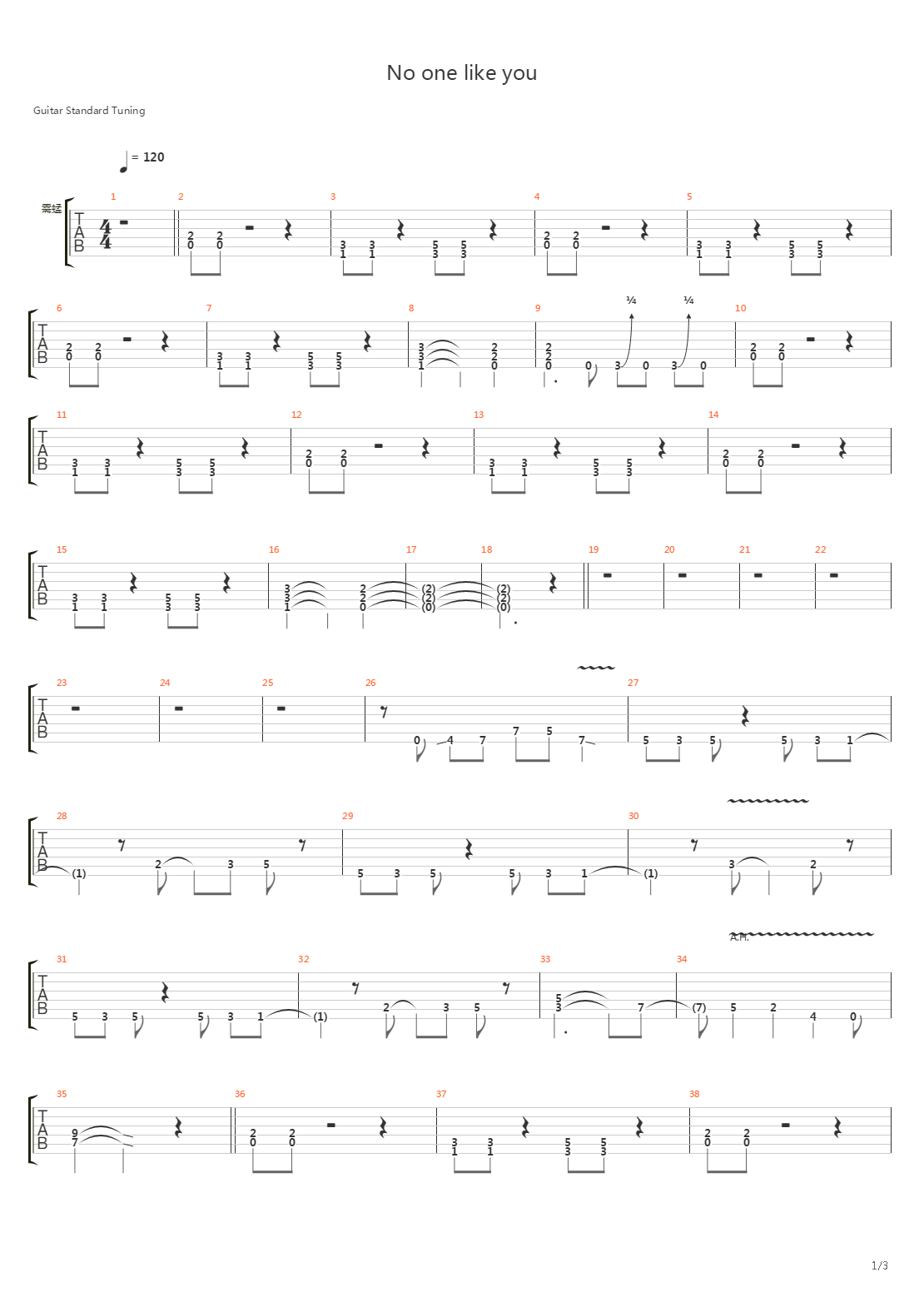 No One Like You吉他谱