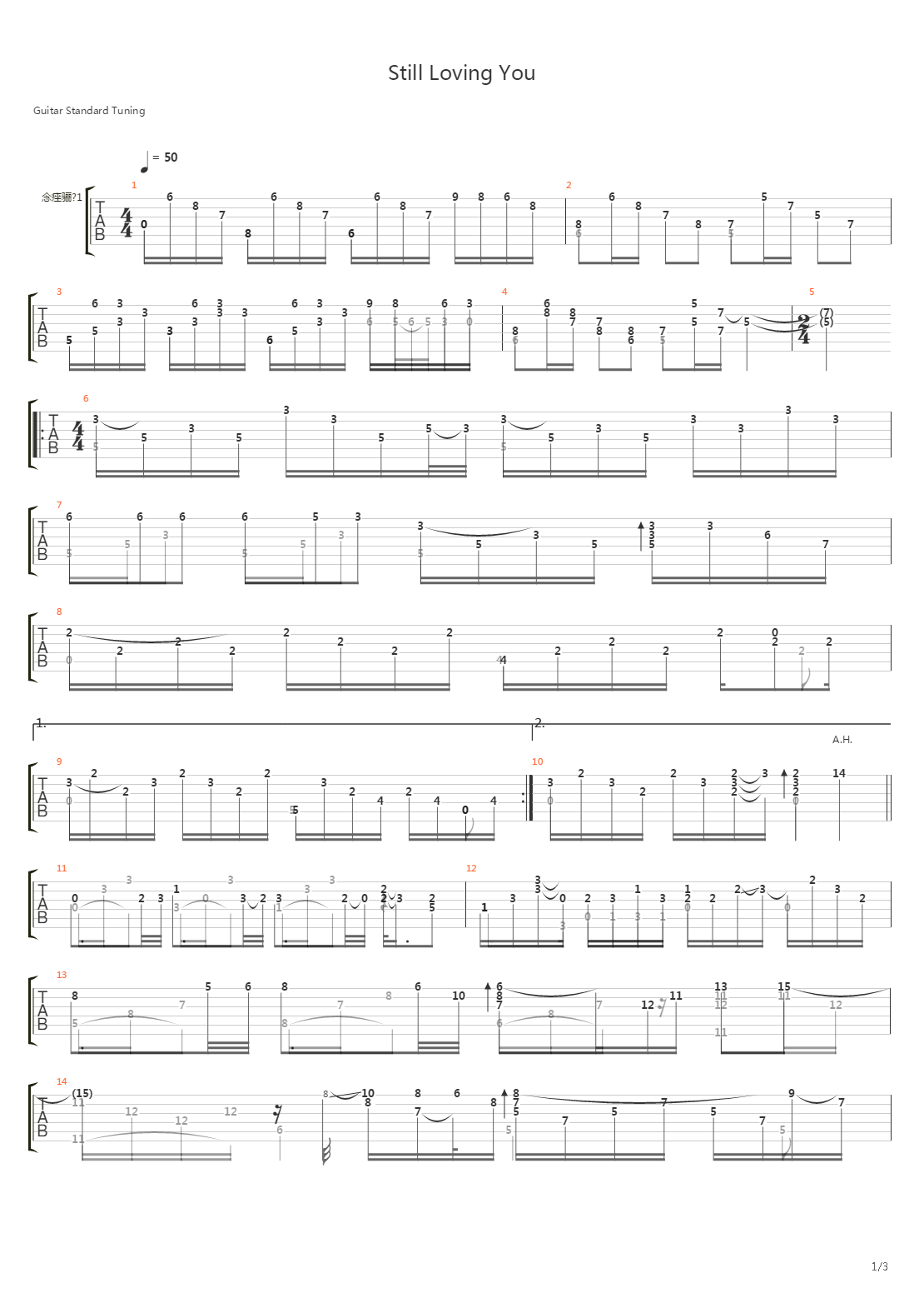 Still Loving You吉他谱