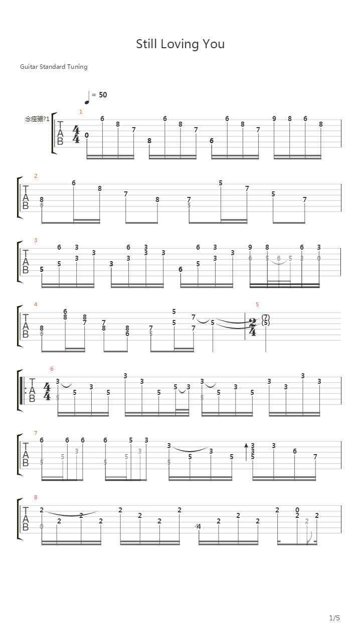 Still Loving You吉他谱