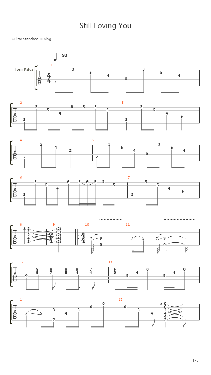 Still Loving You (arr. by Tomi Paldanius)吉他谱