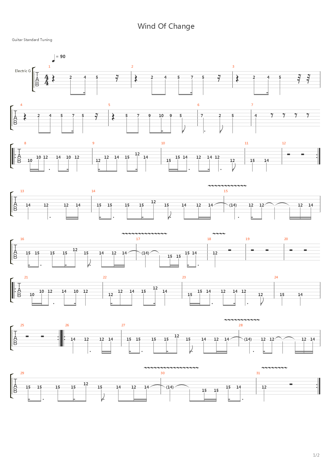 Wind Of Change吉他谱