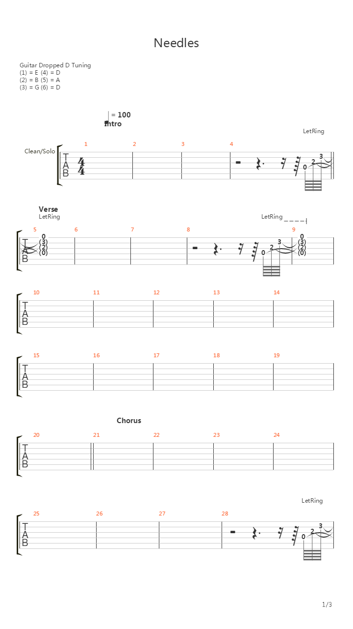 Needles吉他谱