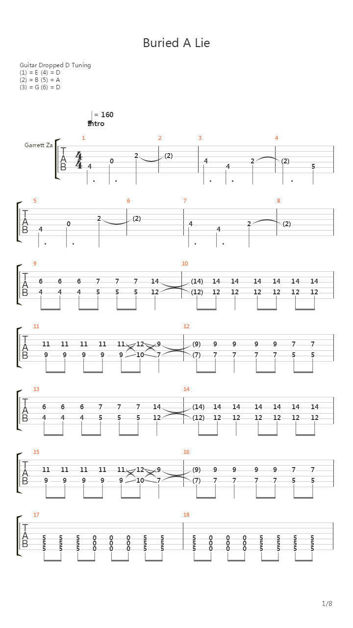 Buried A Lie吉他谱