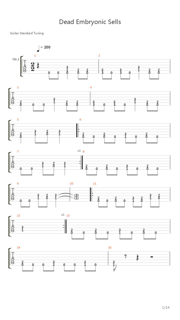 Dead Embryonic Cells吉他谱