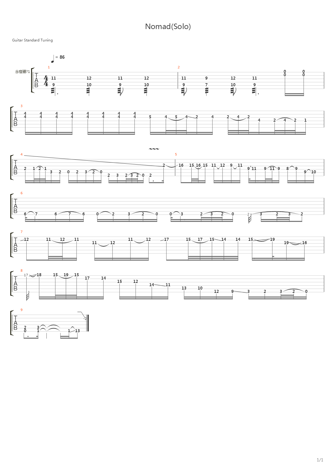 Nomad (solo)吉他谱