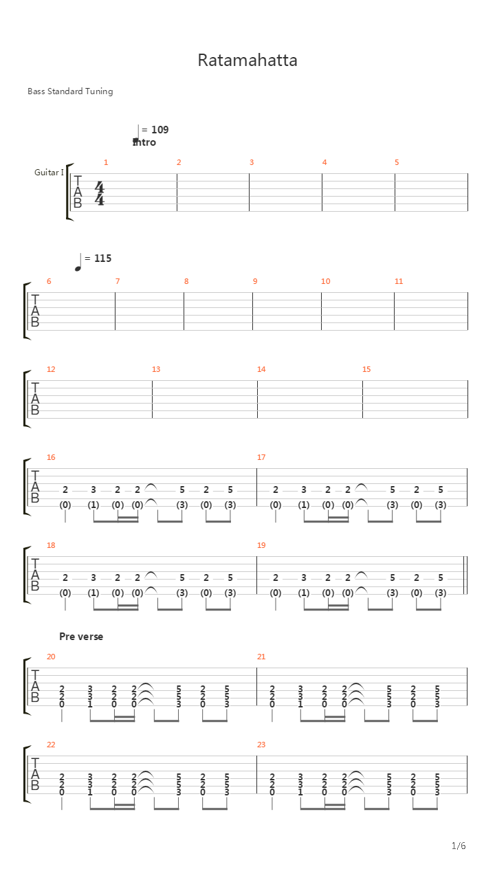 Ratamahatta吉他谱