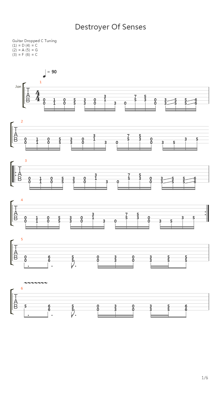 Destroyer Of Senses吉他谱