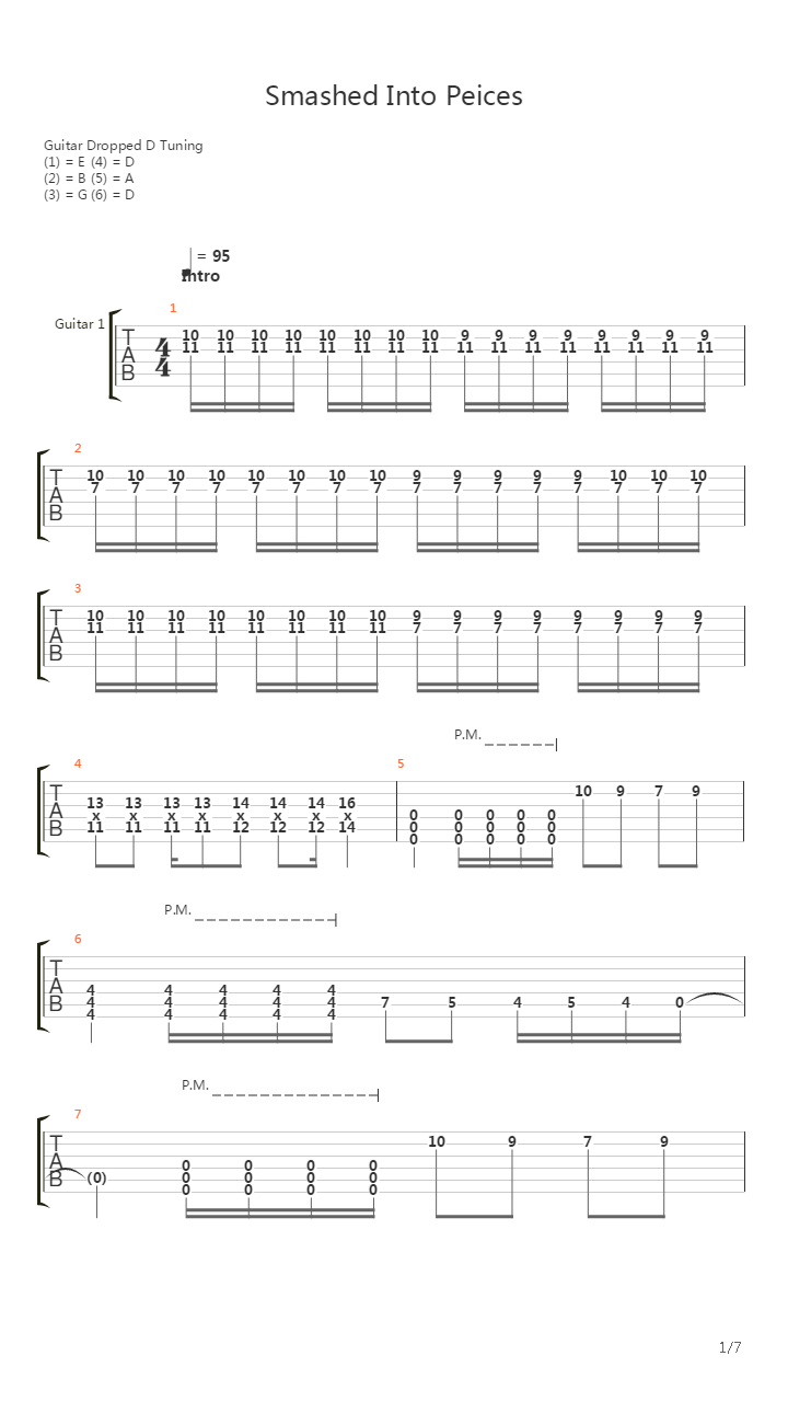 Smashed Into Pieces吉他谱