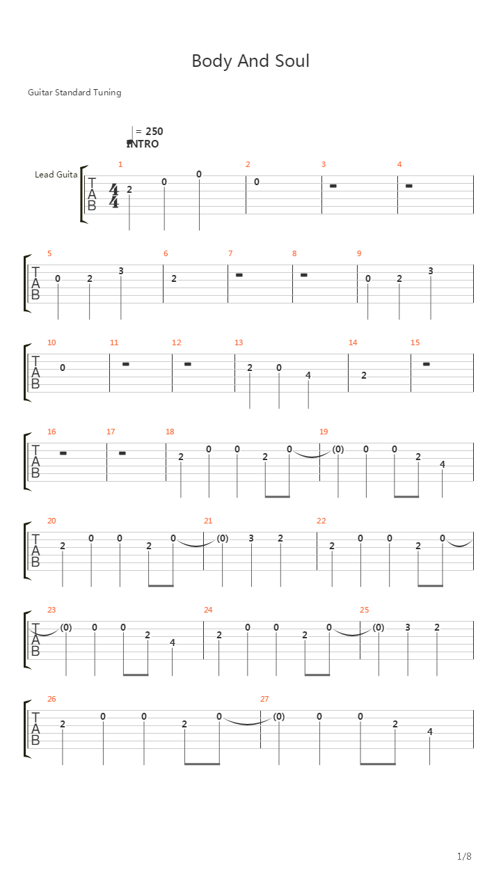 Body and Soul吉他谱
