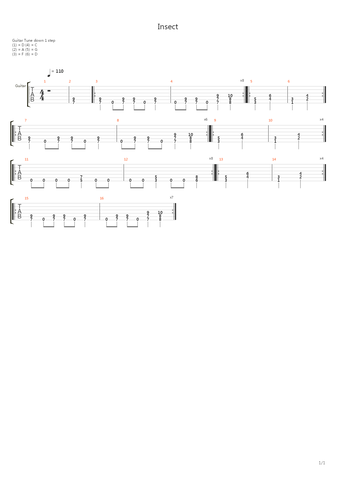 Insect吉他谱