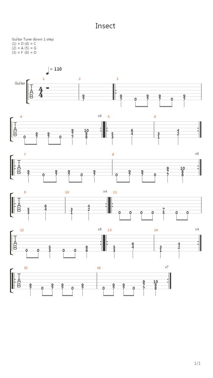 Insect吉他谱
