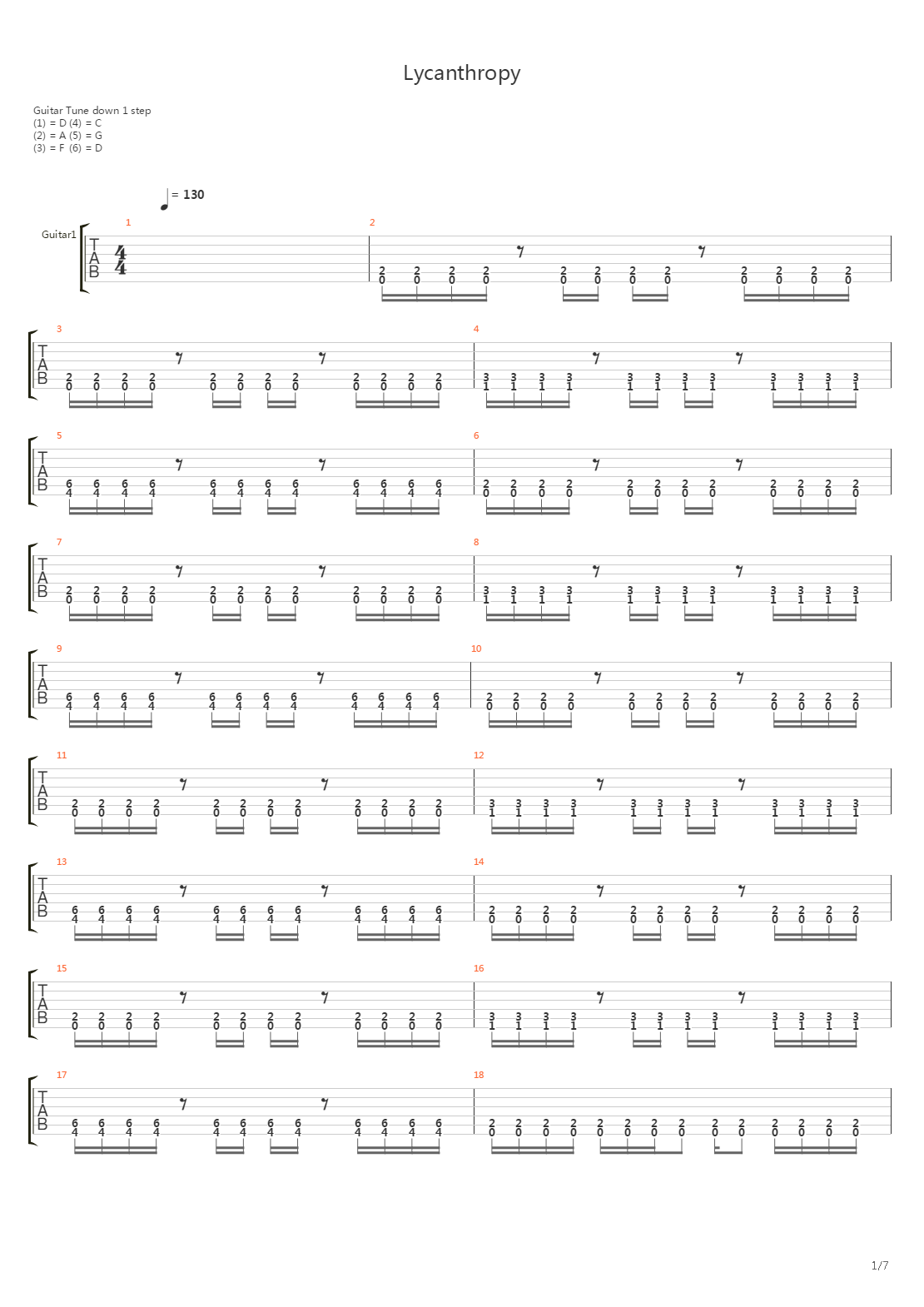 Lycanthropy吉他谱