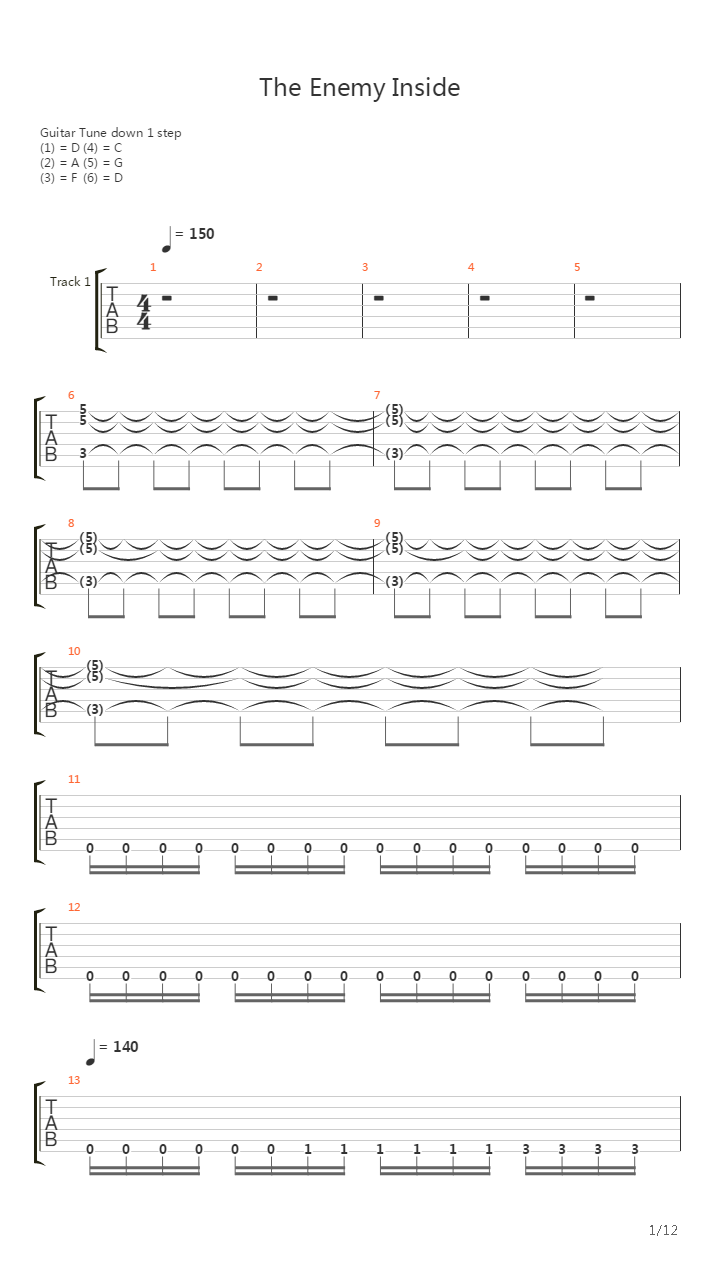 The Enemy Inside吉他谱