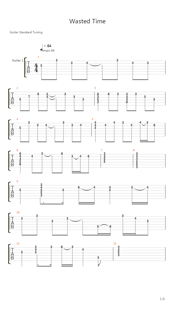 Wasted Time吉他谱