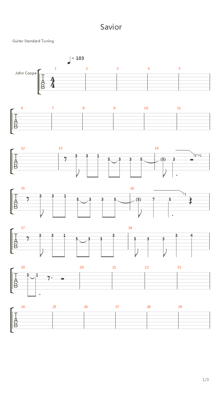 Savior吉他谱