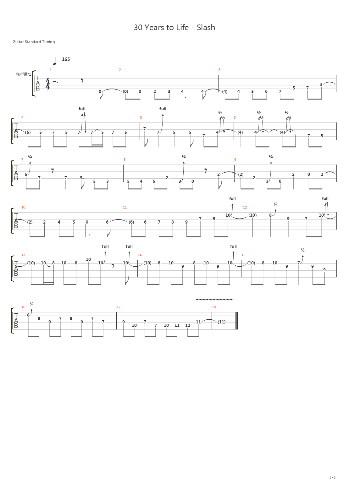 30 Years to Life (Solo Tutorial)吉他谱