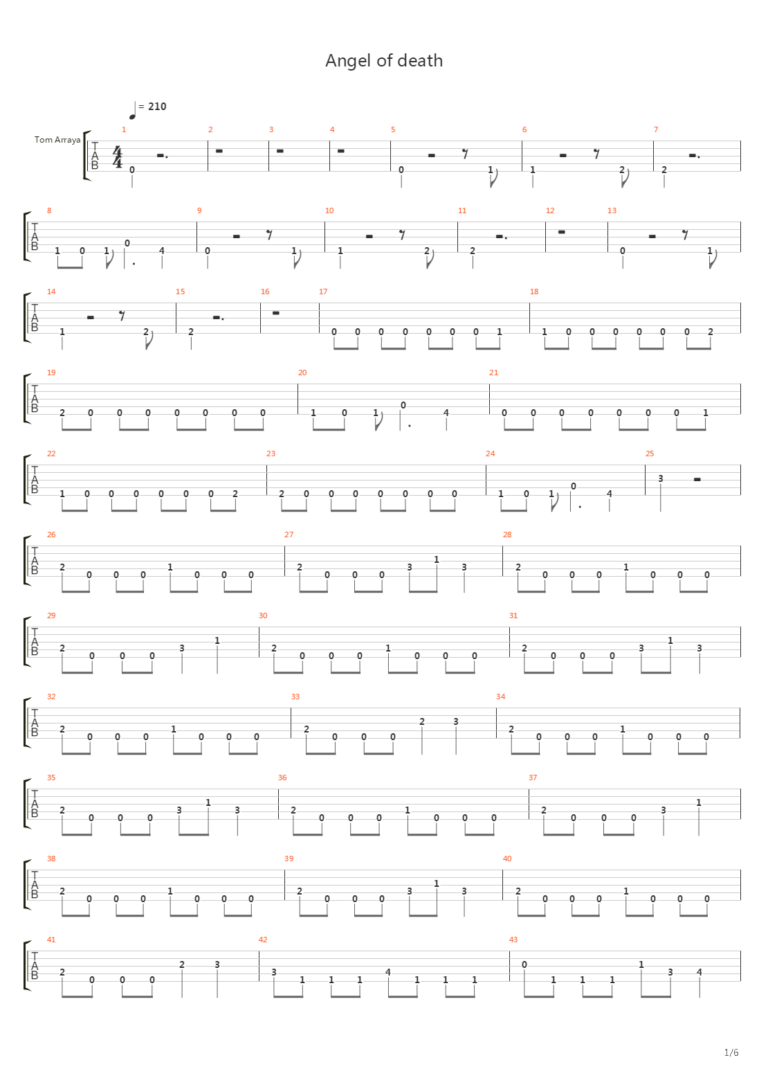 Angel Of Death吉他谱