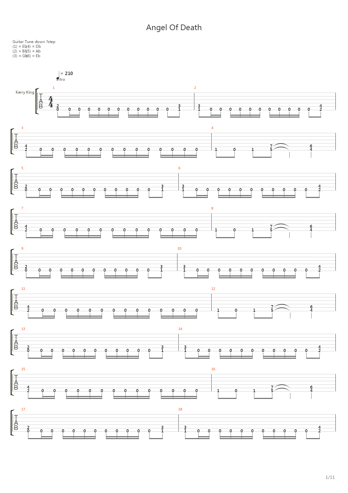 Angel Of Death吉他谱