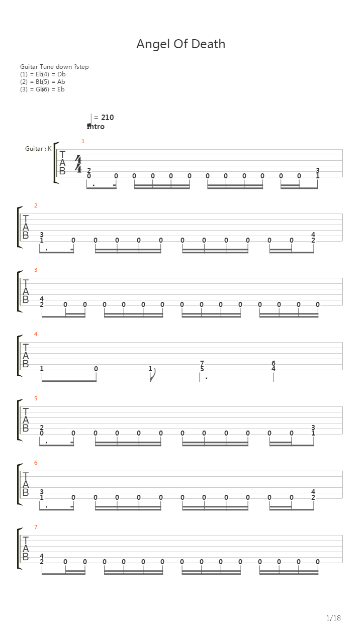 Angel Of Death吉他谱