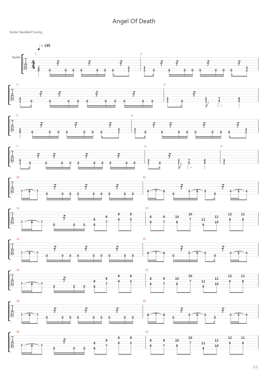 Angel Of Death吉他谱
