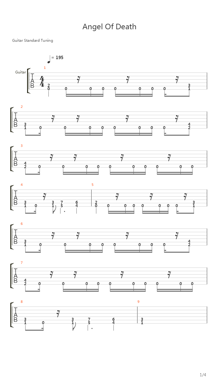 Angel Of Death吉他谱