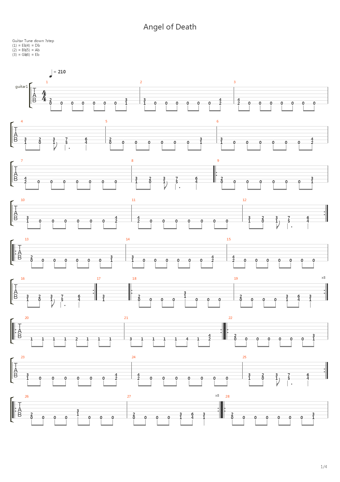 Angel of Death吉他谱