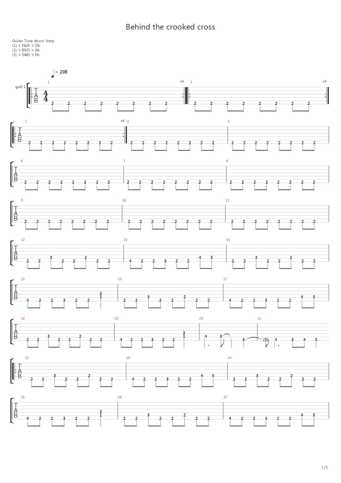 Behind the Crooked Cross吉他谱