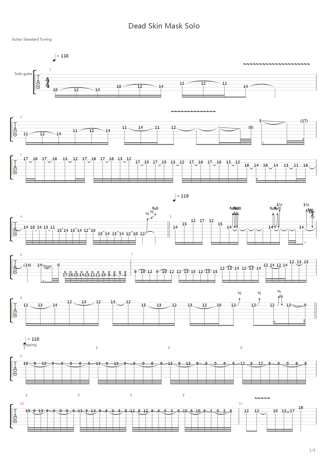 Dead Skin Mask (solo)吉他谱