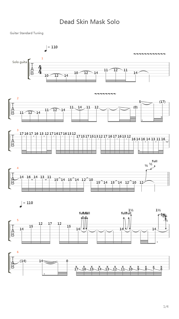 Dead Skin Mask (solo)吉他谱