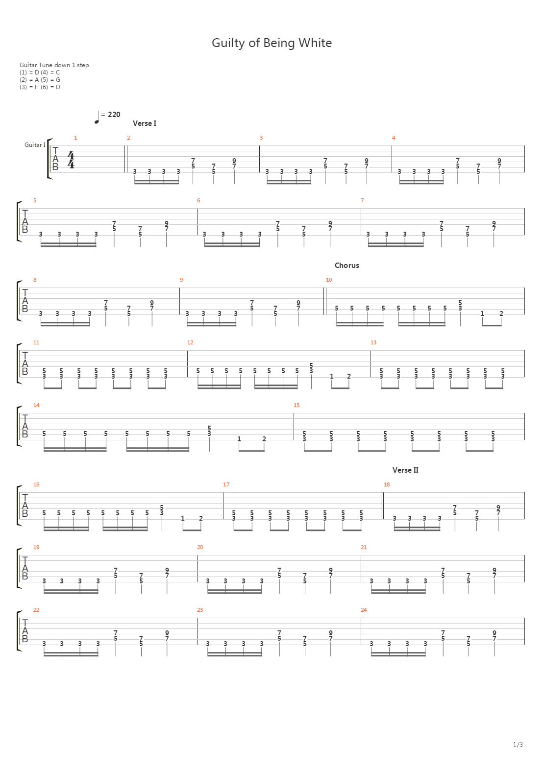 Guilty of Being White吉他谱
