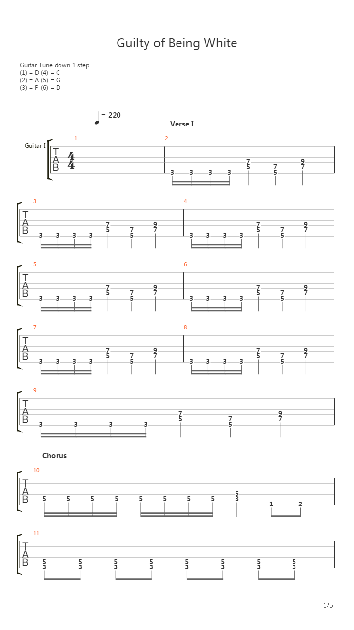 Guilty of Being White吉他谱
